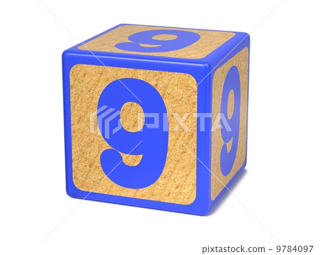 Number 9 - Childrens Alphabet Block. 9784097