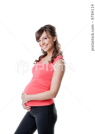 Portrait of happy active pregnant woman 9784114
