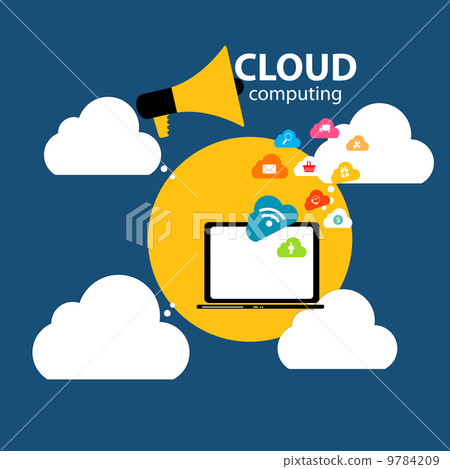 图库插图: cloud computing concept on different electronic