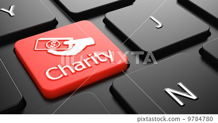 Charity on Red Keyboard Button. 9784780