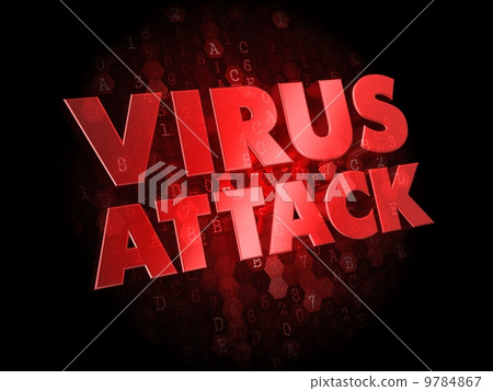 Virus Attack on Dark Digital Background. Virus Attack on Dark Digital Background. 9784867