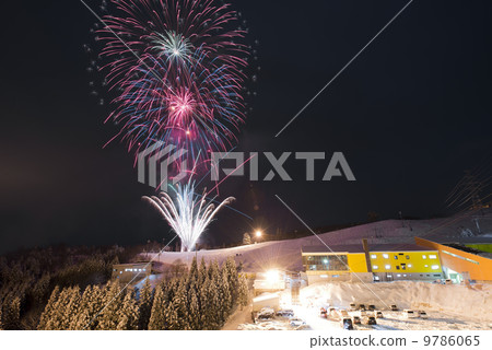 Fireworks at ski resort 9786065
