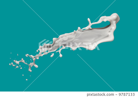 milk splash isolated on blue background 9787133