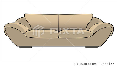 vector cartoon beige couch isolated on white background 9787136