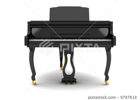 black grand piano isolated on white with... - Stock Illustration ...
