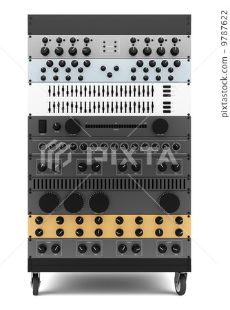 audio effects processors in a rack isolated on white background audio effects processors in a rack isolated on white background 9787622