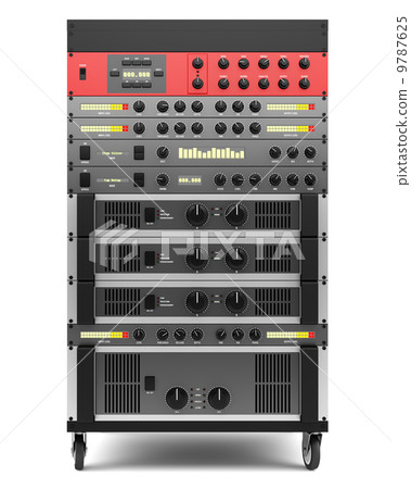 audio effects processors in a rack isolated on white backgroud audio effects processors in a rack isolated on white backgroud 9787625