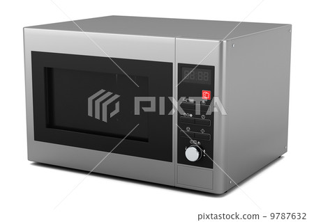 grey microwave oven isolated on white background 9787632