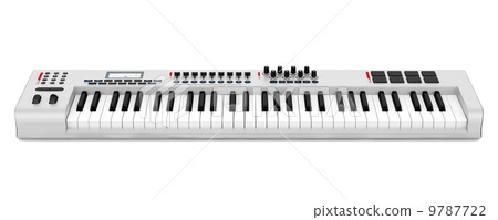 gray synthesizer isolated on white background 9787722
