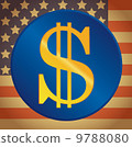 US dollar on a US flag background 9788080