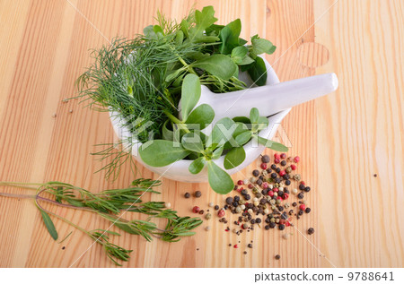Mortar with herbs 9788641