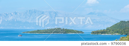Lefkada coast summer panorama (Greece) 9790036