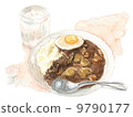 Curry and rice _ watercolor 9790177