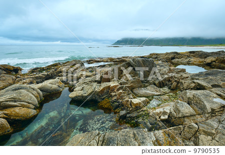 Ramberg beach summer cloudy view (Norway, Lofoten). 9790535