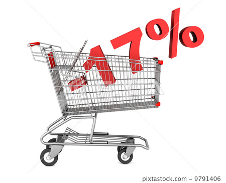 shopping cart with 17 percent discount isolated on white backgro shopping cart with 17 percent discount isolated on white backgro 9791406