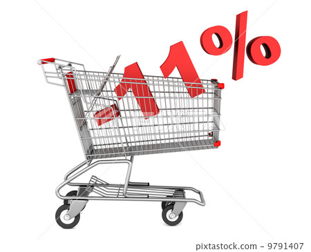 shopping cart with 11 percent discount isolated on white backgro 9791407