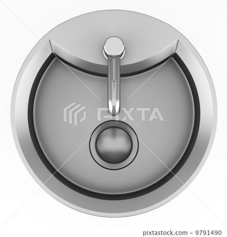 top view of modern metal sink isolated on white background 9791490