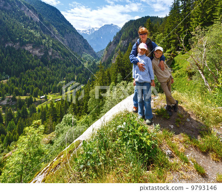 Family in summer Alps mountain (Switzerland). Family in summer Alps mountain (Switzerland). 9793146