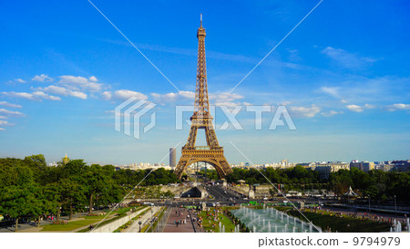 Eiffel Tower with a blue sky Paris Eiffel Tower in fine weather 9794979