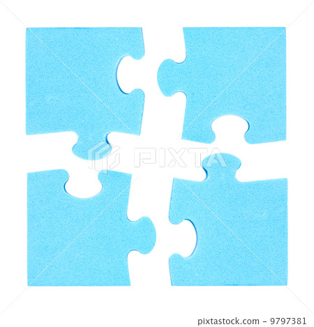 Four  puzzle pieces combined cooperation concept 9797381