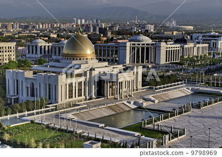 General Views to the president palace. Ashkhabad. Turkmenistan. 9798969