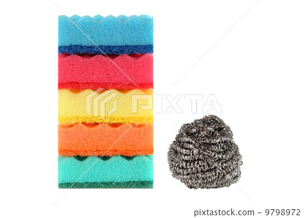 Cleaning products isolated on white background 9798972