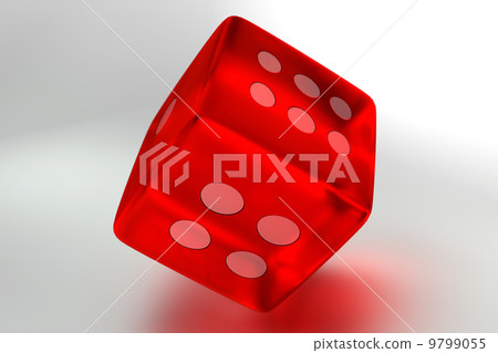 Red rolling dice on white background 9799055