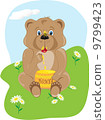 Baby Bear Eating Honey 9799423