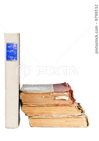 pile of old books, isolated on white pile of old books, isolated on white 9799532