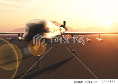 Drone Base in the Sunset Sunrise 3D render 9802677