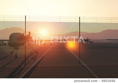 Drone Base in the Sunset Sunrise 3D render Drone Base in the Sunset Sunrise 3D render 9802698