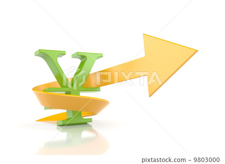 Yen sign with arrow. Symbolize growth 9803000