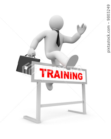 Businessman jump over the barrier 9803249