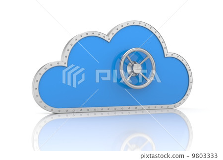 Cloud and safe lock. Secure metaphor. 9803333