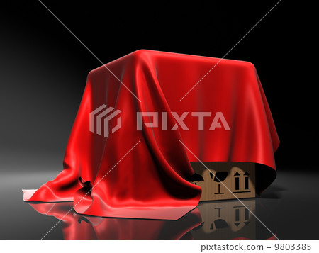 Box covered from above a red silk cloth 9803385