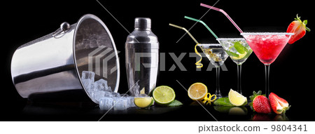 alcohol cocktail set with summer fruits alcohol cocktail set with summer fruits 9804341