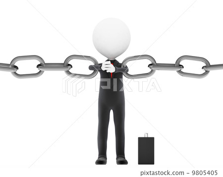 Link. Businessman restrains break the chain on white background 9805405