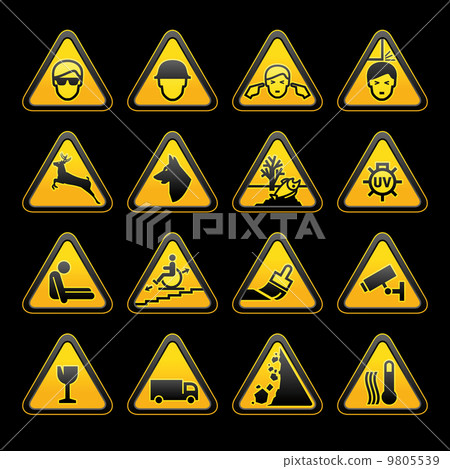 Warning symbols Safety signs set-插圖素材 [9805539] - PIXTA圖庫