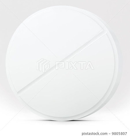 White medical pill on white background 9805807