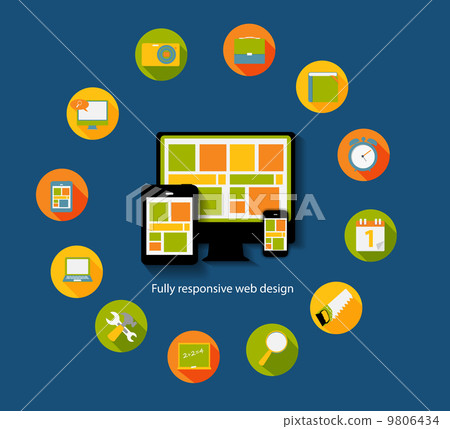 Modern Flat Icon Set for Web and Mobile Application With Compute Modern Flat Icon Set for Web and Mobile Application With Compute 9806434
