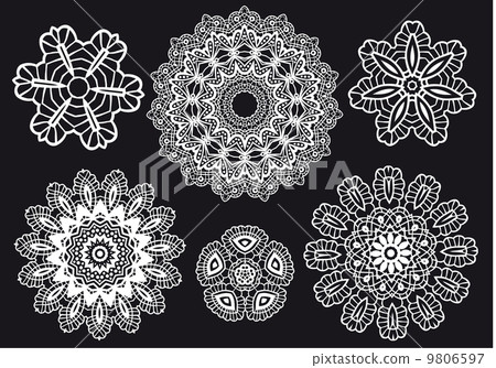 Lace pattern doilies, vector set 9806597