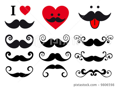 curly mustache set, vector design elements 9806598