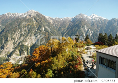 The Tateyama mountain range that faces from Taikan peak 9806773