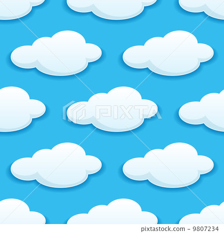 Seamless pattern of white fluffy clouds - Stock Illustration [9807234 ...