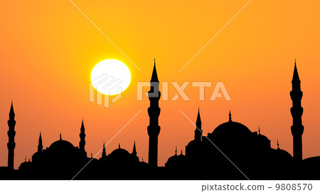 Hagia Sophia and The Blue Mosque silhouette Hagia Sophia and The Blue Mosque silhouette 9808570