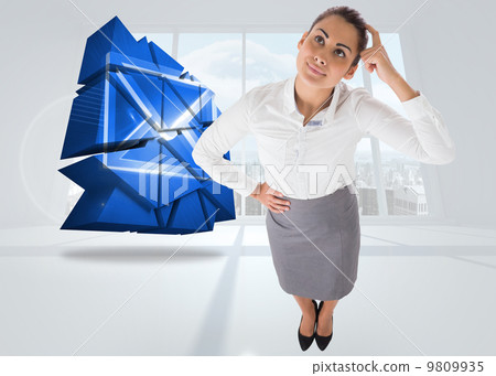 Composite image of smiling thoughtful businesswoman Composite image of smiling thoughtful businesswoman 9809935
