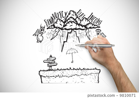 Composite image of hand holding a silver pen Composite image of hand holding a silver pen 9810071