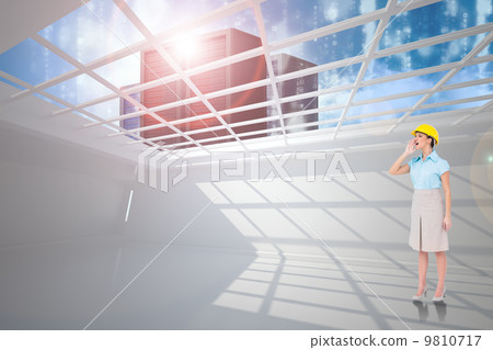 Composite image of attractive architect yelling 9810717