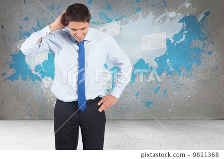 Composite image of thinking businessman scratching head Composite image of thinking businessman scratching head 9811368