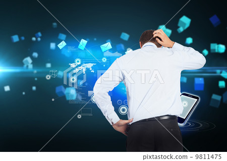 Composite image of thinking businessman scratching head Composite image of thinking businessman scratching head 9811475